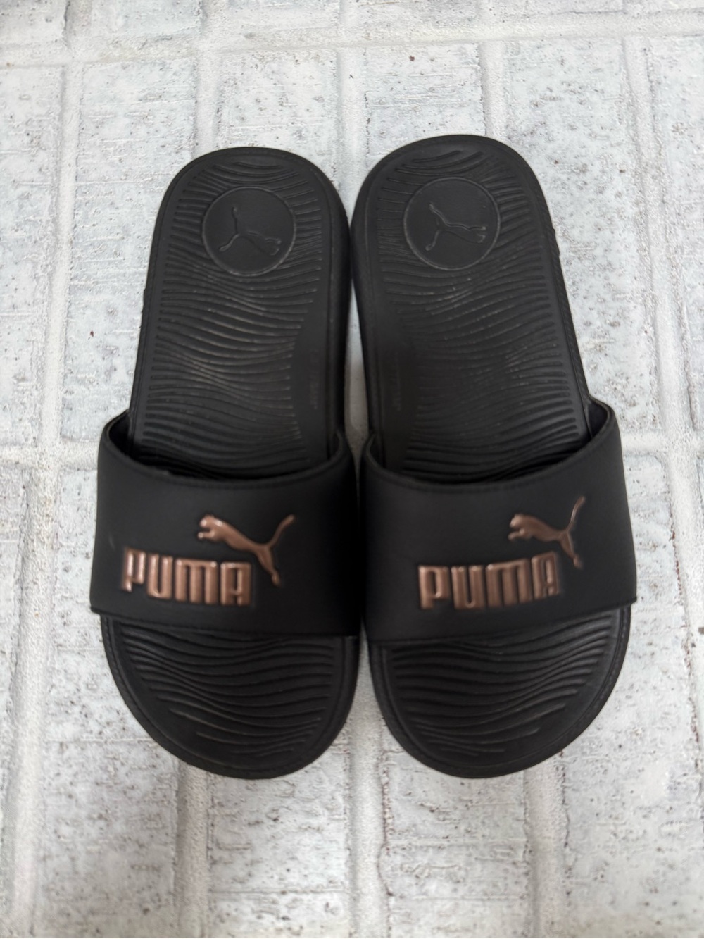 PUMA Womens Cool Cat 2.0 Slide Sandals in Black Rose Gold - Picture 2 of 8